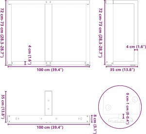 vidaXL vidaXL Nogi do stołu jadalnego, 2 pcs., czarne, 100x35x(72-73)cm, stal 10