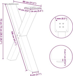 vidaXL vidaXL Nogi do stołu jadalnego, 2 szt., antracyt, 80x(72-73) cm, stal 10