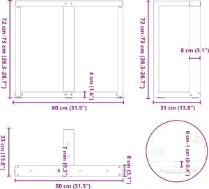 vidaXL vidaXL Nogi do stołu jadalnego, 2 pcs., czarne, 80x35x(72-73) cm, stal 9