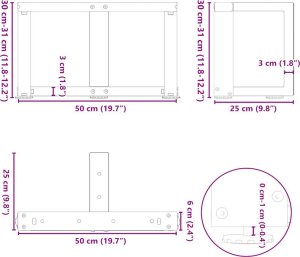vidaXL vidaXL Nogi do stolika kawowego, 2 pcs., antracyt, 50x25x(30-31) cm 9