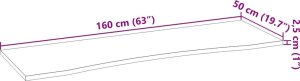 vidaXL Blat biurka, surowe, 160x50x2,5 cm, lite drewno dębowe 9