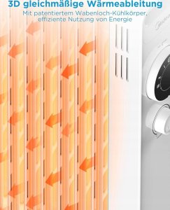 Grzejnik Midea Midea NY2009-22M | Oil Filled Radiator | 2000 W | Number of power levels 3 | White 4