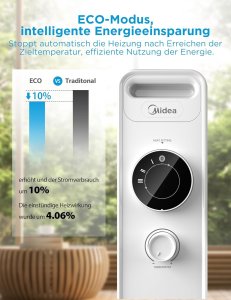 Grzejnik Midea Midea NY2009-22M | Oil Filled Radiator | 2000 W | Number of power levels 3 | White 6