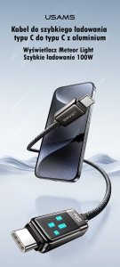 Usams USAMS Kabel USB-C na USB-C 100W 1,2m      Zinc Alloy Fast Charging Data Cable Meteor Series SJ744USB01 (US-SJ744) 9