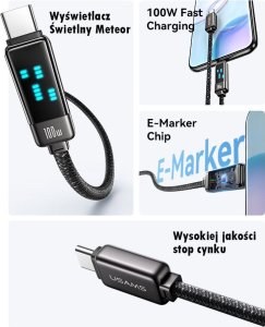 Usams USAMS Kabel USB-C na USB-C 100W 1,2m      Zinc Alloy Fast Charging Data Cable Meteor Series SJ744USB01 (US-SJ744) 10