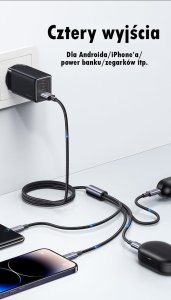 Kabel USB Usams 2x USB-A - 2x USB-C + Lightning + microUSB 1.2 m Wielokolorowy 9