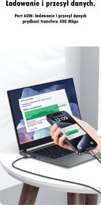 Kabel USB Usams USB-C - 2x USB-C 1.2 m Czarny 15