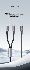 Kabel USB Usams USB-C - 2x USB-C 1.2 m Czarny 6