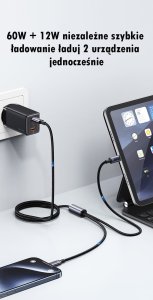 Kabel USB Usams USB-C - 2x USB-C 1.2 m Czarny 8