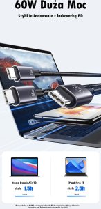 Kabel USB Usams USB-C - 2x USB-C 1.2 m Czarny 9