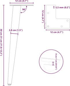 vidaXL vidaXL Nogi do stolika kawowego, 4 szt., czarne, 30-31 cm, stal 10