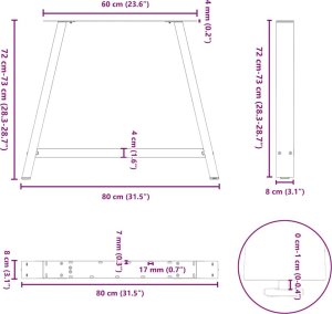 vidaXL vidaXL Nogi do stolika kawowego, 2 szt., antracyt, 90x(72-73) cm, stal 10