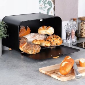 Chlebak Vilde Chlebak Pojemnik na Chleb Metalowy Czarny Solidny VILDE 35,5 x 20,5 x 20 cm 4