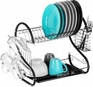 Vilde Suszarka do Naczyń na Talerze Sztućce 2-Poziomowa Czarna VILDE 52x24,5x38cm 11