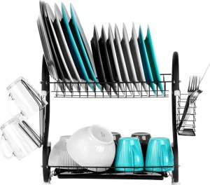 Vilde Suszarka do Naczyń na Talerze Sztućce 2-Poziomowa Czarna VILDE 52x24,5x38cm 12