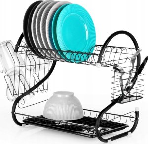 Vilde Suszarka do Naczyń na Talerze Sztućce 2-Poziomowa Czarna VILDE 52x24,5x38cm 2