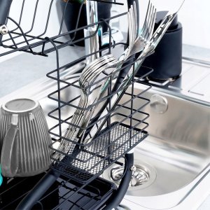 Vilde Suszarka do Naczyń na Talerze Sztućce 2-Poziomowa Czarna VILDE 52x24,5x38cm 7