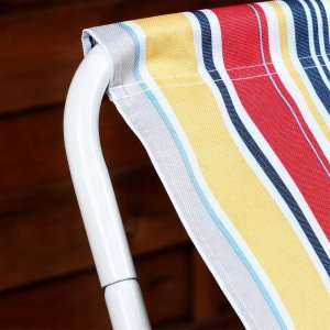 Vilde Leżak Plażowy Składany Metalowy Paski z Torbą Transportową VILDE 86x51,5cm 6