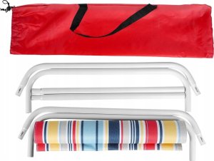 Vilde Leżak Plażowy Składany Metalowy Paski z Torbą Transportową VILDE 86x51,5cm 9