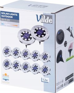 Vilde Lampki Ogrodowe Solarne LED Stalowe Wbijane VILDE 11,5 cm 12 szt. 12