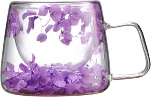 Upominkarnia Szklanka termiczna z hortensją w środku fiolet 200 ml 1szt SZK76 1