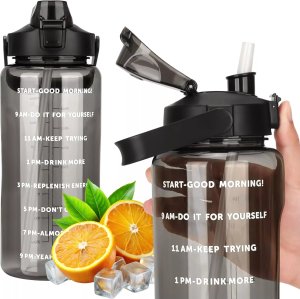 Alogy Butelka duża bidon na napoje do picia Alogy MotivHydro Miarka motywacyjna 2l 2000ml Czarna 1