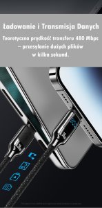 Usams USAMS Kabel USB-C na Lightning 30W 1,2m   Digital Display Zinc Alloy Fast Charging Data Cable HX Series SJ741USB01 (US-SJ741) 13