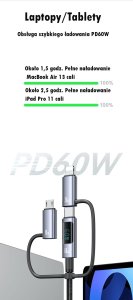 Kabel USB Usams USB-A - USB-C + microUSB + Lightning 1.2 m Wielokolorowy 11