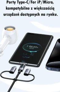 Kabel USB Usams USB-A - USB-C + microUSB + Lightning 1.2 m Wielokolorowy 13