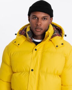 Kurtka męska Ombre Kurtka męska typu puffer z podszewką w kratę  żółta V3 OM-JAHP-0205 L 2