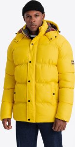 Kurtka męska Ombre Kurtka męska typu puffer z podszewką w kratę  żółta V3 OM-JAHP-0205 L 3