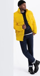 Kurtka męska Ombre Kurtka męska typu puffer z podszewką w kratę  żółta V3 OM-JAHP-0205 L 4