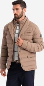 Kurtka męska Ombre Pikowana męska kurtka o kroju marynarki  beżowa V5 OM-JALP-0188 XL 4