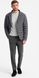 Kurtka męska Ombre Pikowana kurtka męska o kroju marynarki  grafitowa V2 OM-JALP-0188 XL 2