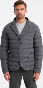 Kurtka męska Ombre Pikowana kurtka męska o kroju marynarki  grafitowa V2 OM-JALP-0188 XL 4