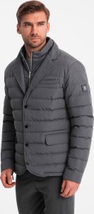 Kurtka męska Ombre Pikowana kurtka męska o kroju marynarki  grafitowa V2 OM-JALP-0188 XL 5