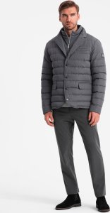 Kurtka męska Ombre Pikowana kurtka męska o kroju marynarki  grafitowa V2 OM-JALP-0188 XL 6