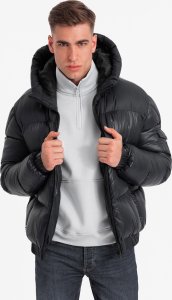 Kurtka męska Ombre Męska ciepła kurtka puffer ze ściągaczami  czarna V1 OM-JAHP-0207 L 1