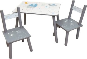 Arditex KOSMOS STOLIK DREWNIANY STÓŁ 2 KRZESEŁKA DZIECI 1