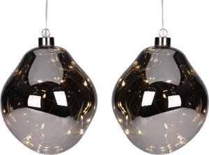 Christmas decoration Ozdoba świąteczna bombka formówka szklana kropla led antracyt 2szt 10cm 1