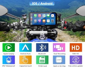 Carpuride Carpuride W603D 6,3'' motocyklowy ekran GPS Carplay bezprzewodowy kamera 8
