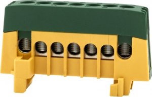 Listwa zasilająca F-Elektro Listwa ochronna ZPI 7-modułowa (7x16mm2) IP20 AL/CU - żółto/zielona F2.0390 1