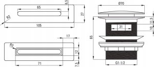 Deante Zestaw akcesoriów do wanny - korek i przelew 2