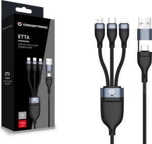 Kabel USB Conceptronic USB-C USB-A - USB-C + microUSB + Lightning 1.5 m Czarny (ETTA05B15) 2