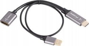 Lanberg Kabel adapter Lanberg HDMI (M) -> Displayport (F) 4K na kablu 20cm srebrny 3
