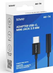 Adapter USB Savio AK-74 USB-C - Jack 3.5mm Czarny  (SAVAK-74) 2