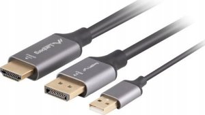 Kabel Lanberg Kabel adapter Lanberg HDMI (M) -> Displayport (M) 1M 4K czarny 2