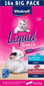 Vitakraft VITAKRAFT Liquid SNACK wątróbka+łosoś - Przysmak dla kota - 16szt 2