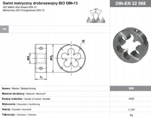 Fanar NARZYNKA M 8x0,75 DIN-22568 (6g) HSS 800 2