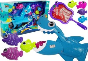 LeanToys Gra Kąpielowa Rekin Łowca Rybek Siatka Podbierak 1